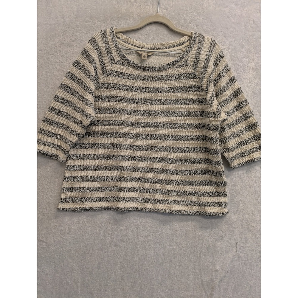 Women's Striped Knit Sweater 3/4 Sleeve Casual Pullover Top Size M